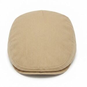 J Hats Khaki Tan Cotton Twill Flat Cap Newsboy Cabbie Hat Adjustable 59cm